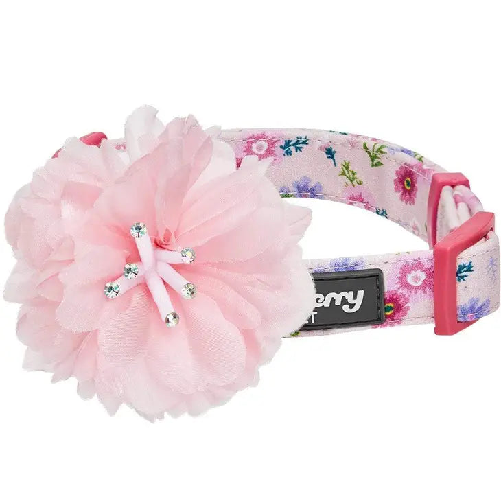 Blueberry Pet Detachable Pink Peony on Floral Dog Collar