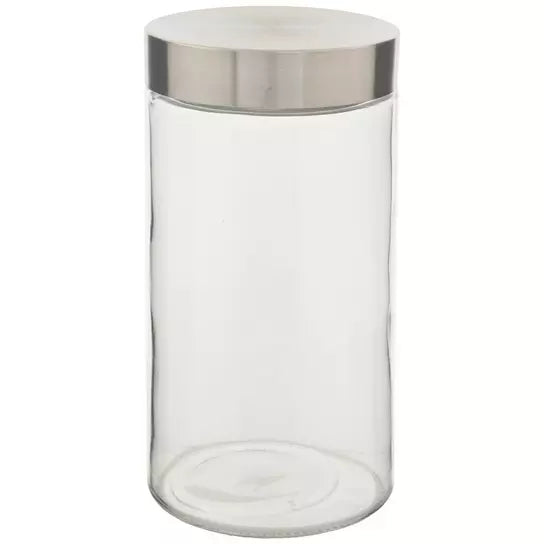 Sparky & Co Cylinder Glass Treat Canister With Metal Screw-Top Lid 58oz