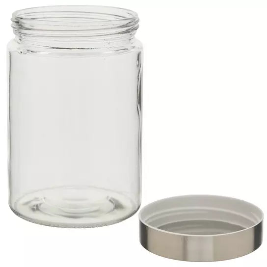 Sparky & Co Cylinder Glass Treat Canister With Metal Screw-Top Lid 44oz