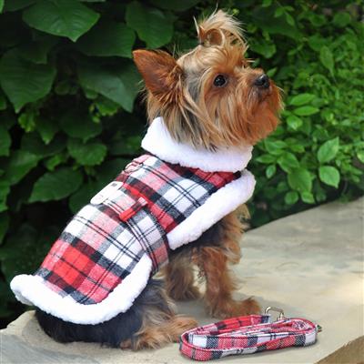 Doggie Design Sherpa Line Dog Harness Coat with Matching Leash for Dogs