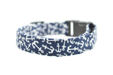 Dog Collar World Anchors Dog or Cat Collar Navy Blue Nautical