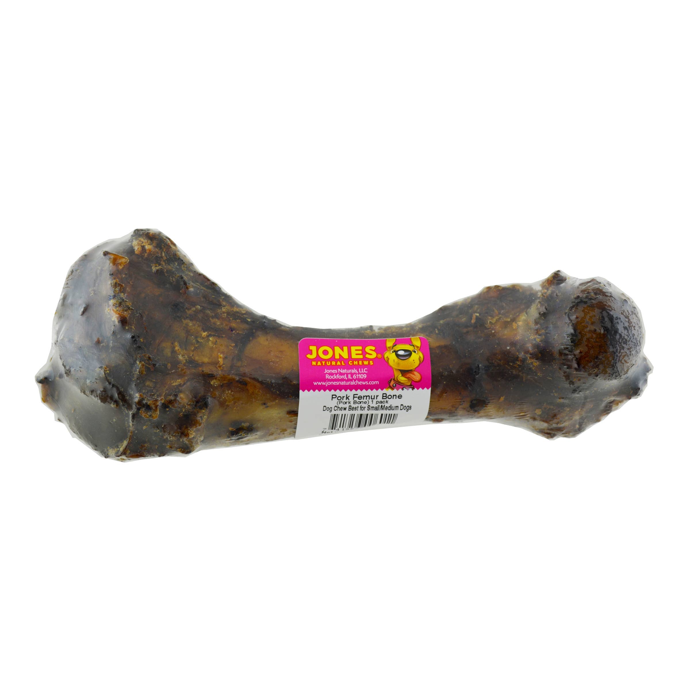 Jones Natural Chews Pork Femur Bone 1 Pack Shrink Wrap with Label