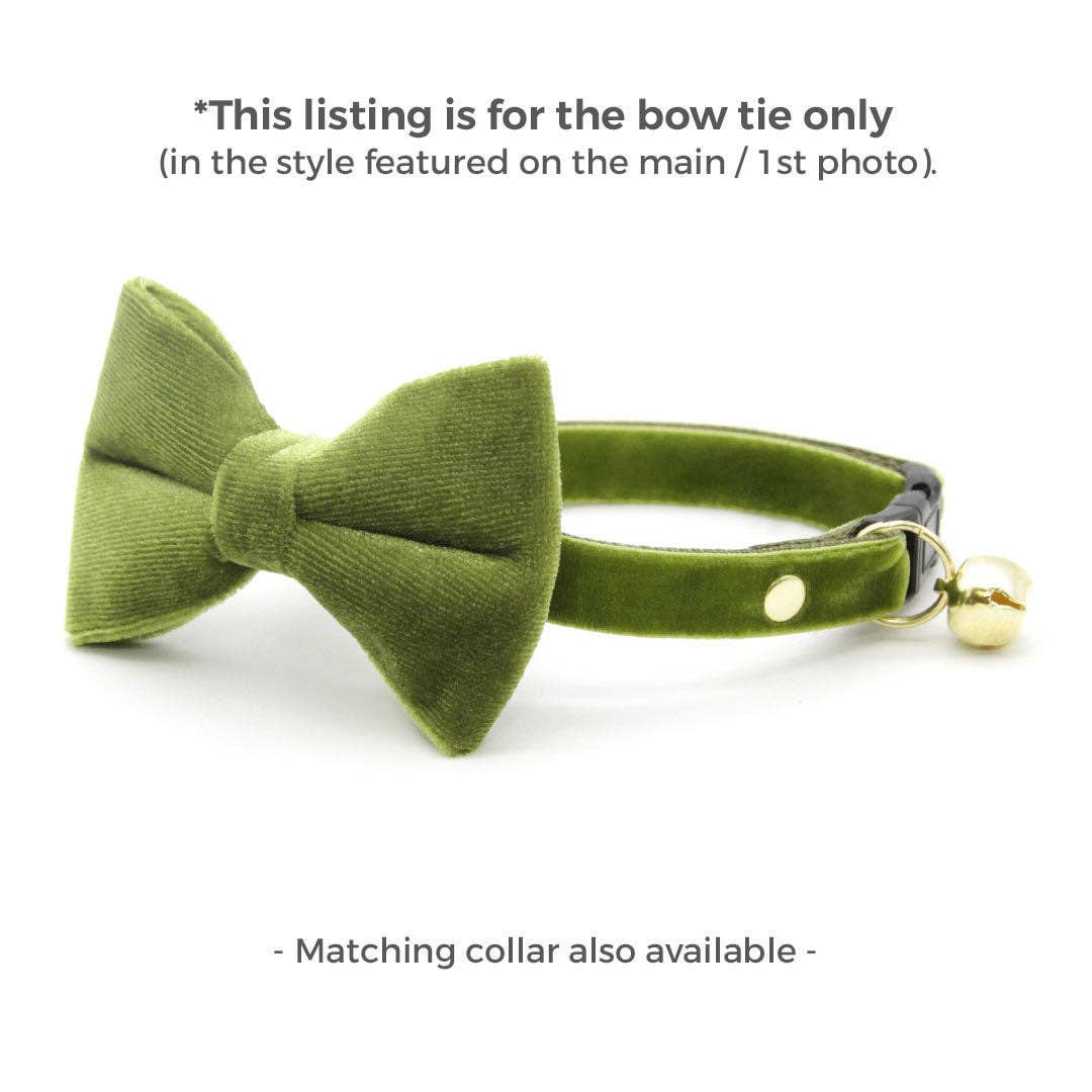 Made By Cleo - "Velvet - Leaf Green" - Bow Tie for Cats + Small Dogs