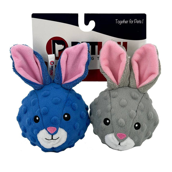 PETLOU EZ Squeaky Ball Twin Pack Rabbits Dog Toy