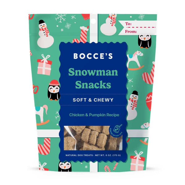 Bocce's Bakery Seasonal Snowman Snacks Soft & Chewy Dog Treats