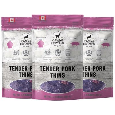 Canine Cravers Tender Pork Thins Dog Treats 5.3oz. Bags