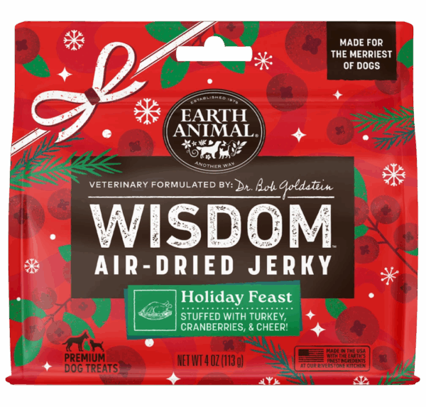 Earth Animal Wisdom Holiday Feast Recipe Air-Dried Jerky Dog Treats 4oz