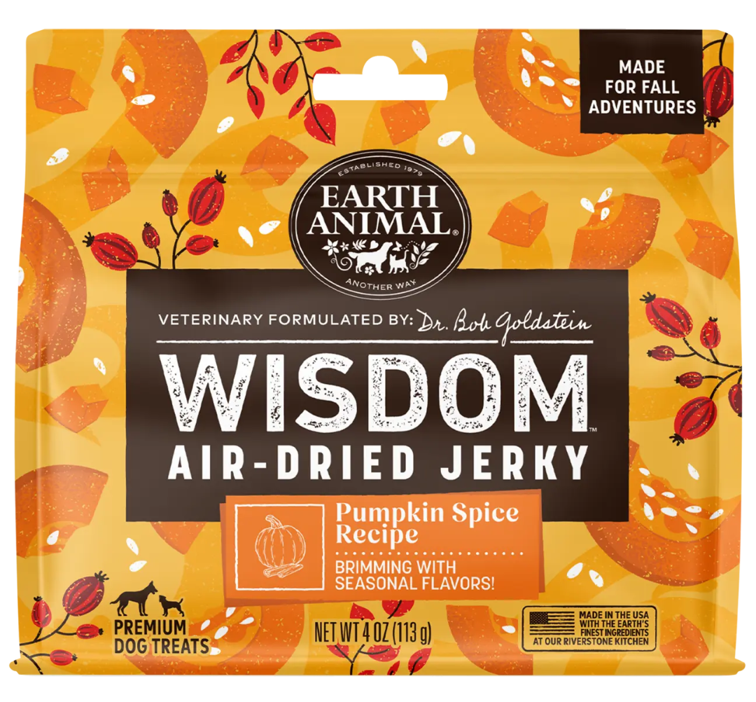 Earth Animal Wisdom Pumpkin Spice Recipe Air-Dried Jerky Dog Treats 4oz