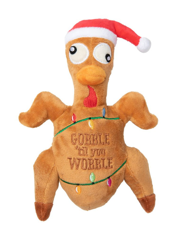 FuzzYard Gobble Til You Wobble Turkey Plush Dog Toy