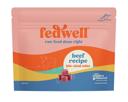 Fedwell Bite-Sized Cubes Raw Frozen Dog Food
