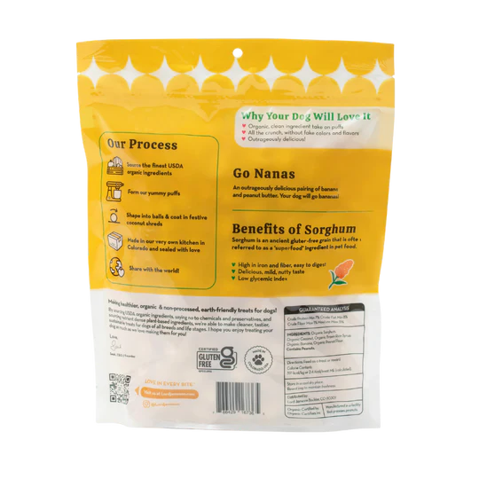 Lord Jameson Dog Treats Love Puffs Go Nanas Organic Dog Treats