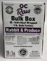 OC Raw Grain Free Bulk Raw Frozen Dog Food Box 18LB