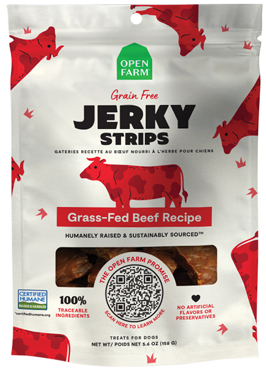 Open Farm Grain-Free Jerky Strips Beef 5.6oz Dog Treats