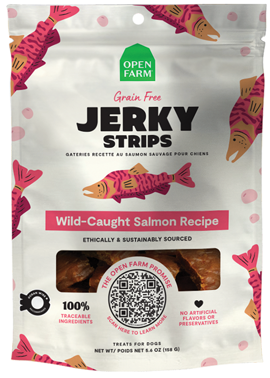 Open Farm Grain-Free Jerky Strips Wild-Caught Salmon 5.6oz Dog Treats