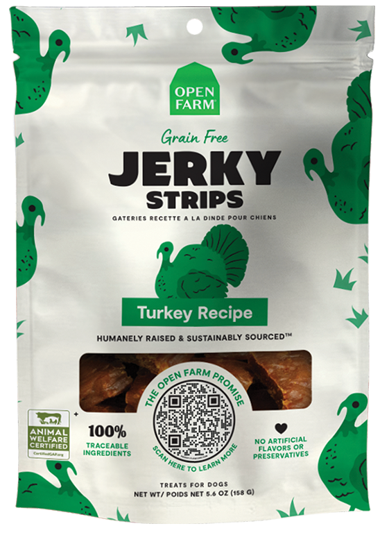 Open Farm Grain-Free Jerky Strips Turkey 5.6oz Dog Treats
