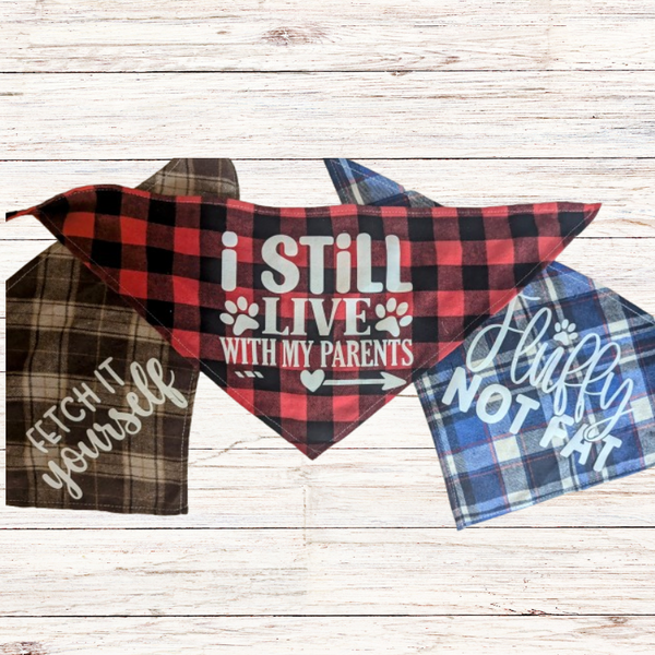 Sparky & Co Flannel Plaid Funny Sayings Collection Pet Bandana