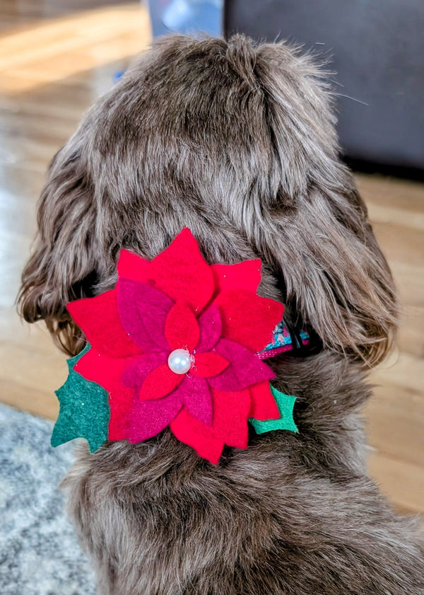 Sparky & Co Handmade Felt Poinsettia Flower Collar Charm