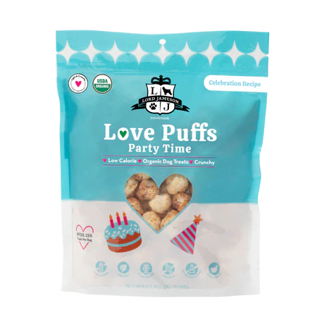 Lord Jameson Dog Treats Love Puffs Party Time Organic Dog Treats