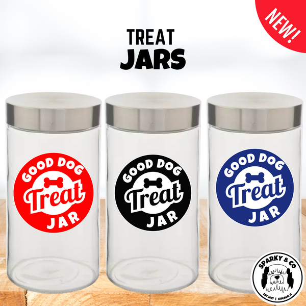 Sparky & Co Good Dog 58oz Cylinder Glass Treat Canister With Metal Screw-Top Lid