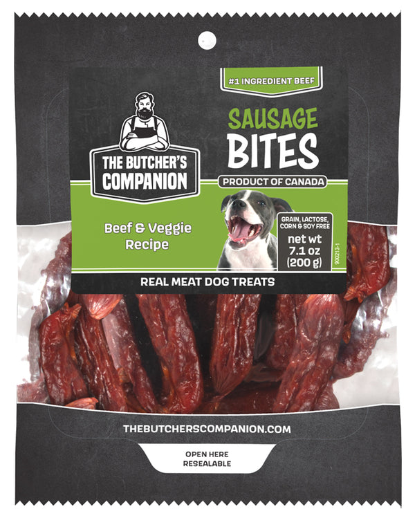 The Butcher's Companion Sausage Bites Beef & Veggie Recipe 7.1oz Dog Treats