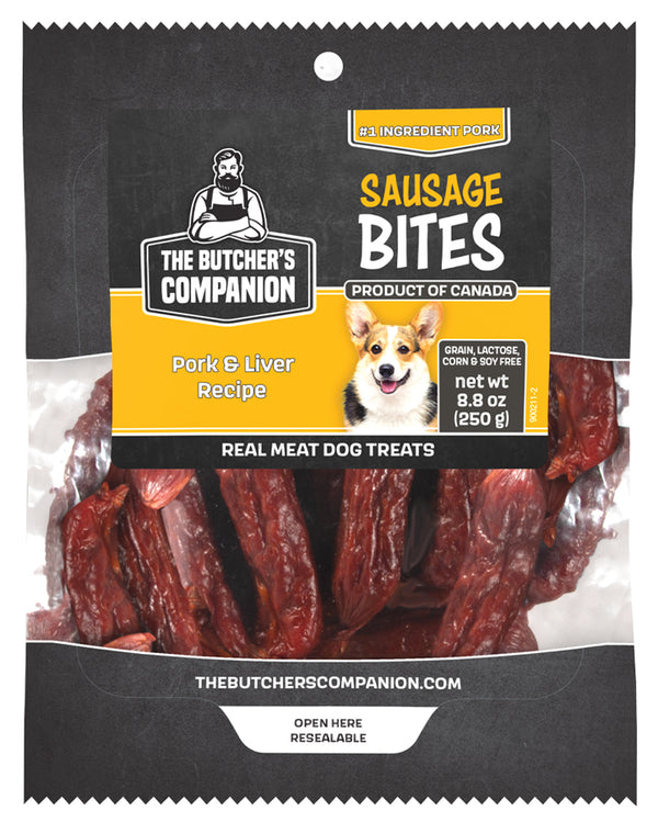 The Butcher's Companion Sausage Bites Pork & Liver Recipe 8.8oz Dog Treats