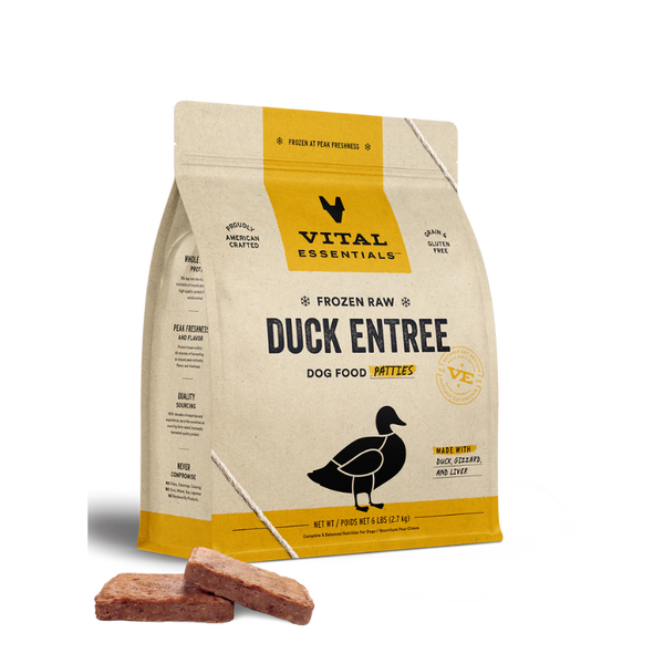 Vital Essentials Raw Frozen Patties Duck  Dog Food