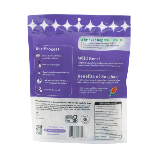 Lord Jameson Dog Treats Love Puffs Wild Berri Organic Dog Treats