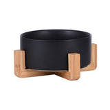 PAWPAW Raised Ceramic Pet Bowl Set with Wooden Stand