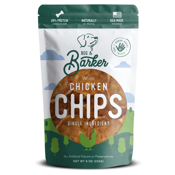 Beg & Barker Premium Dog Treats - Single Ingredient Chicken Chips for Dogs