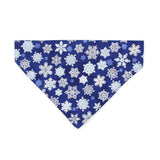 Made By Cleo - "Shimmering Snowflakes" - Blue Bandana for Cats + Small Dogs