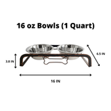 Jojo Modern Pets Rustic Elevated Dog Bone Feeder with 2 Stainless Steel Bowls