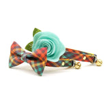 Made By Cleo - "Campfire" - Rainbow Plaid Cat Collar
