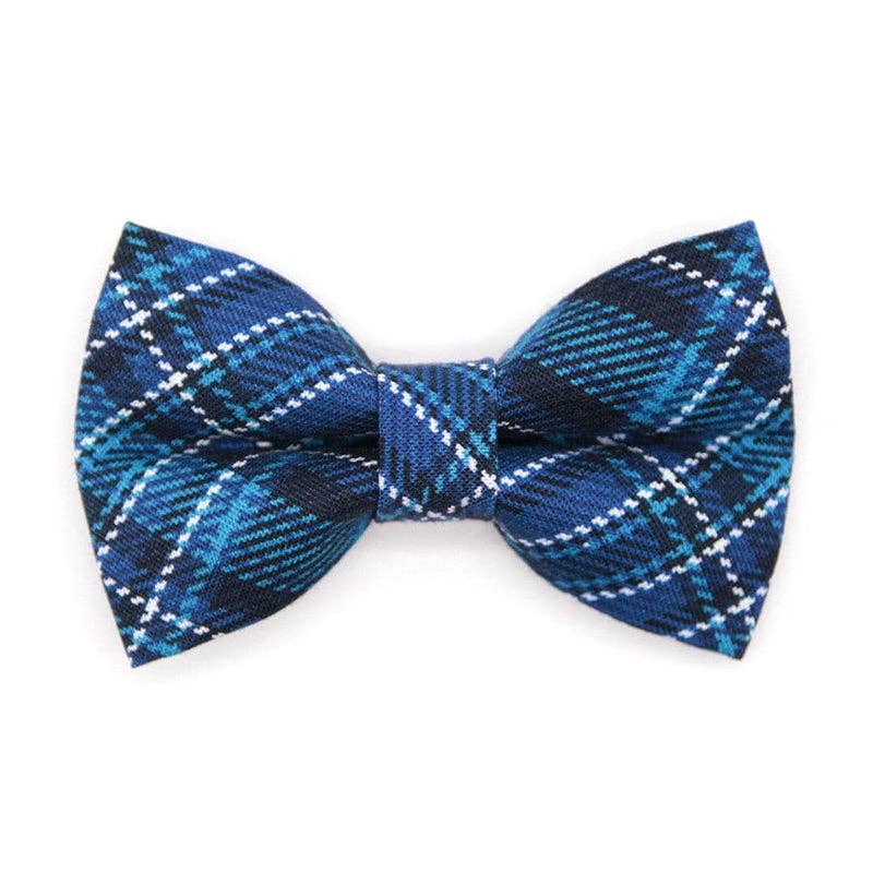 Made By Cleo - "Echo Peak" - Blue Plaid Bow Tie for Cats + Small Dogs