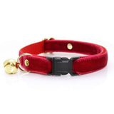 Made By Cleo - "Velvet - Garnet Red" - Luxe Red Velvet Cat Collar