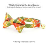 Made By Cleo - "Apple Crisp" - Plaid Bow Tie for Cats + Small Dogs