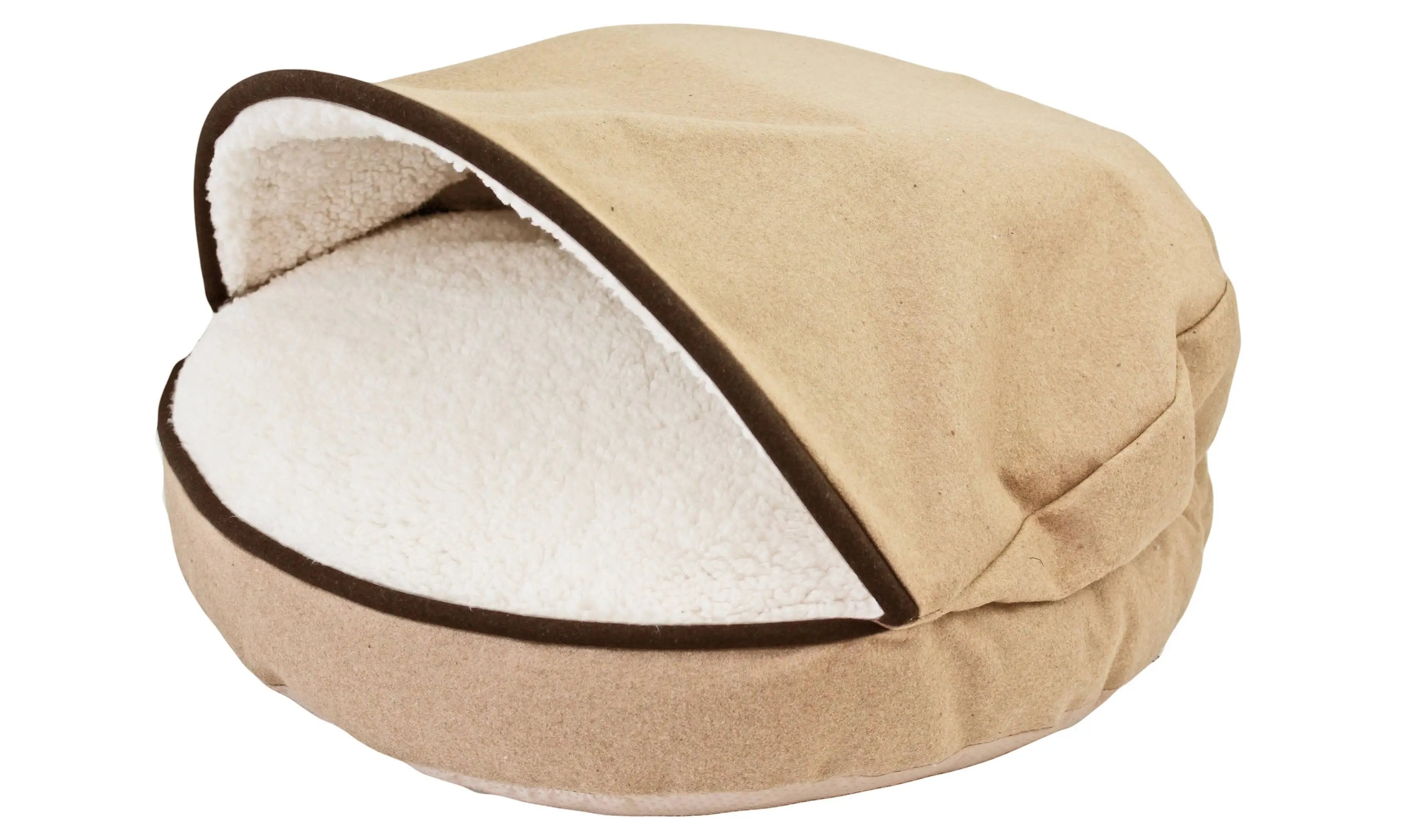 Precious Tails Precious Tails Plush Felt Sherpa Lined Cave Hooded Pet ...