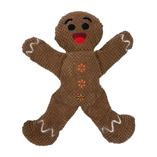 fabdog Christmas Floppy Gingerbread Plush Dog Toy