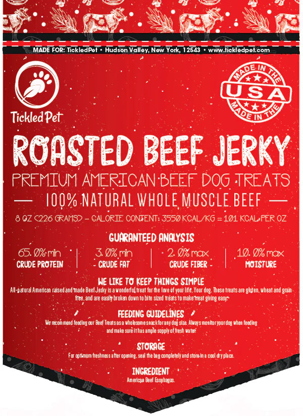 Tickled Pet Premium Single Ingredient Beef Jerky Dog Treats