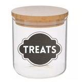 Sparky & Co 25oz Art Deco Metallic Treats Cylinder Glass Treat Canister With Bamboo Lid