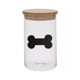 Sparky & Co 20oz Metallic Bone Cylinder Glass Treat Canister With Bamboo Lid