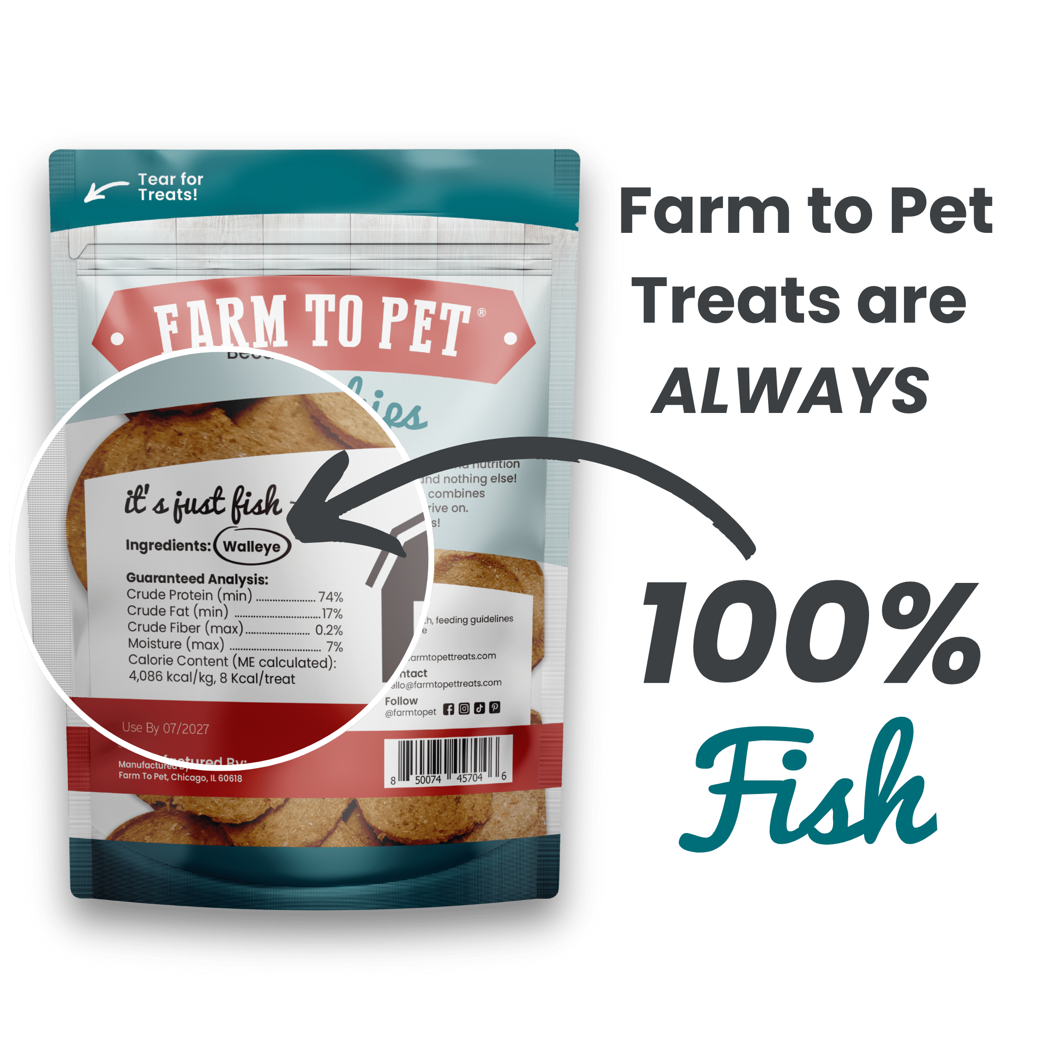 Farm to Pet Healthy Dog Treats Fish Chips Dog Treats