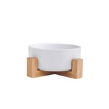 PAWPAW Raised Ceramic Pet Bowl Set with Wooden Stand