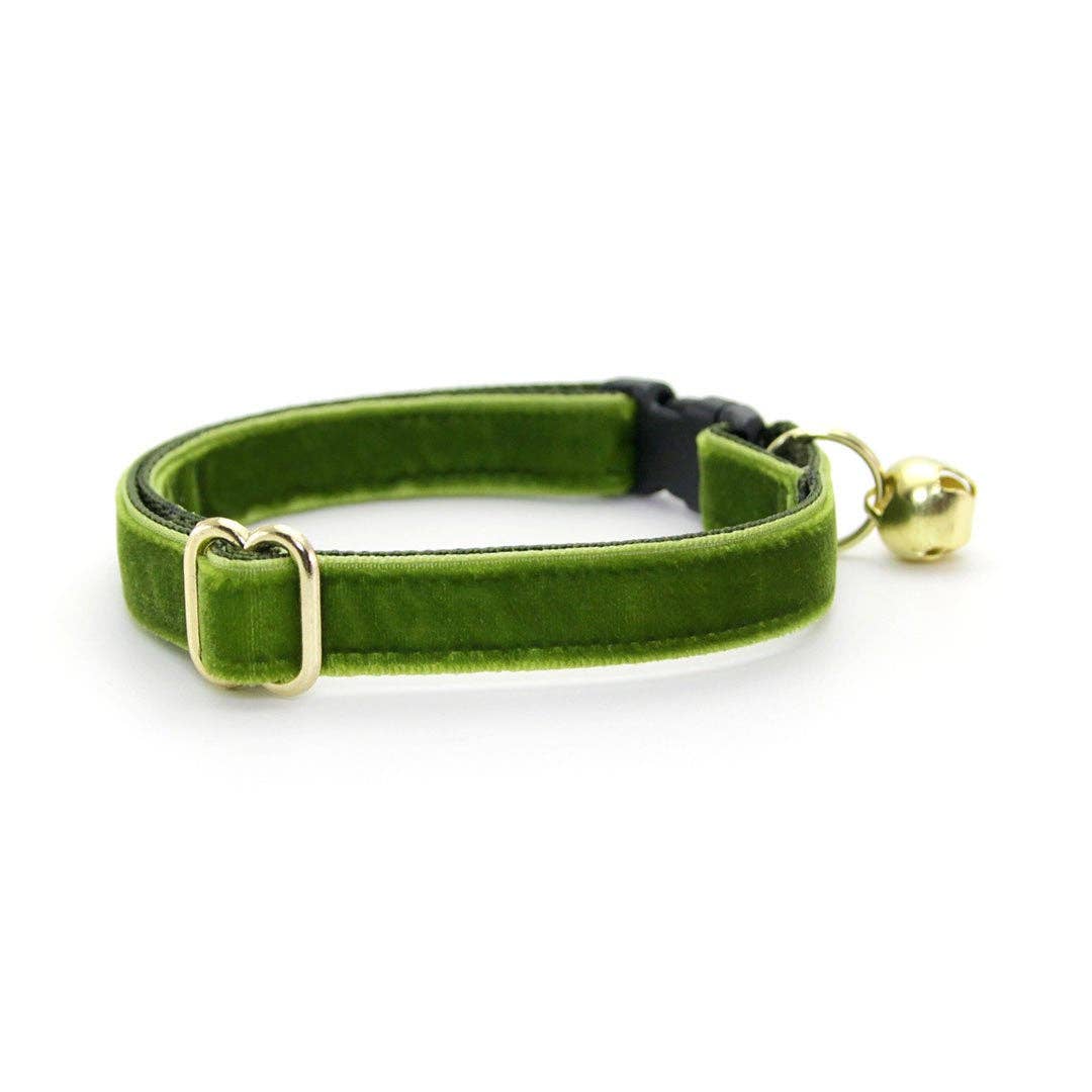 Made By Cleo - "Velvet - Leaf Green" - Luxe Velvet Cat Collar