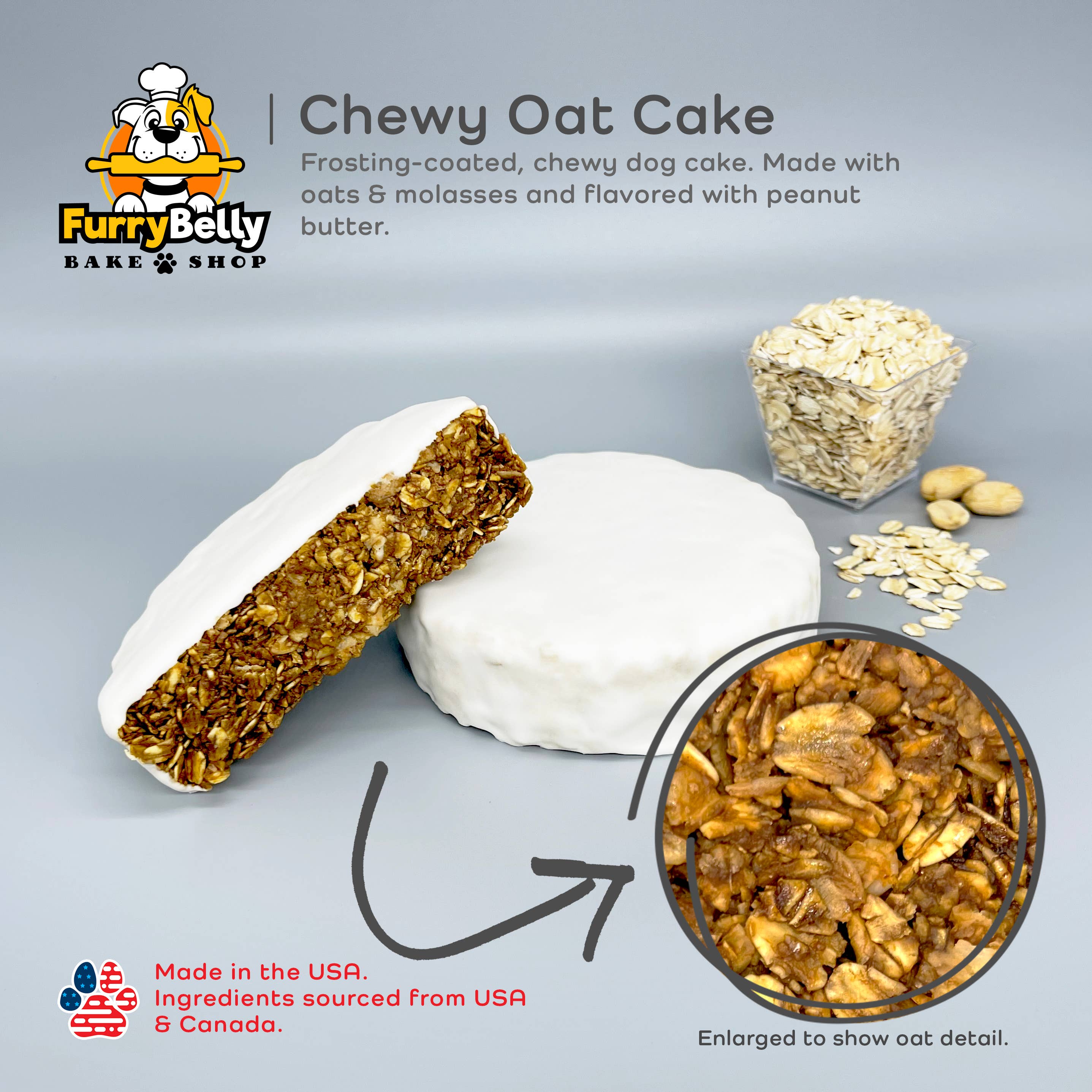 Furry Belly Bake Shop Snow Flurry Birthday Chewy Oat Cake