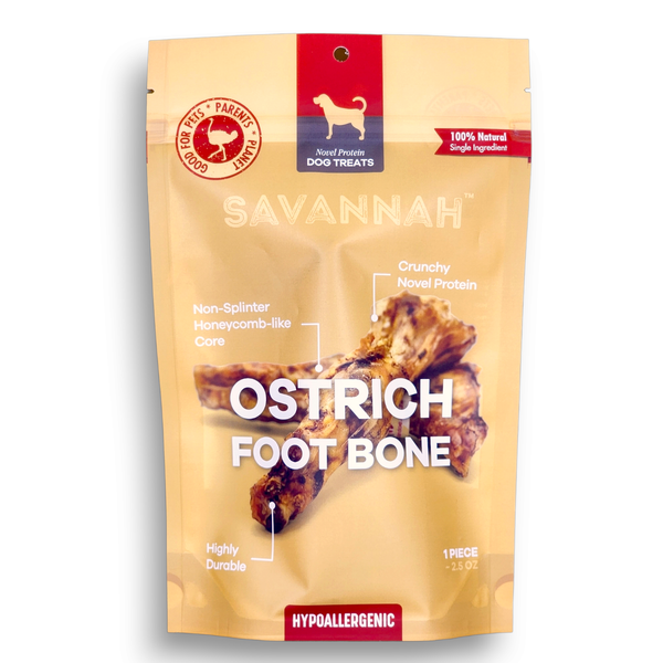 Savannah Pet Food Ostrich Foot Bone Single ingredient Novel Protein Dog Treat