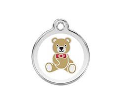 Red Dingo Enamel Pet ID Tag - 1TB - Teddy Bear