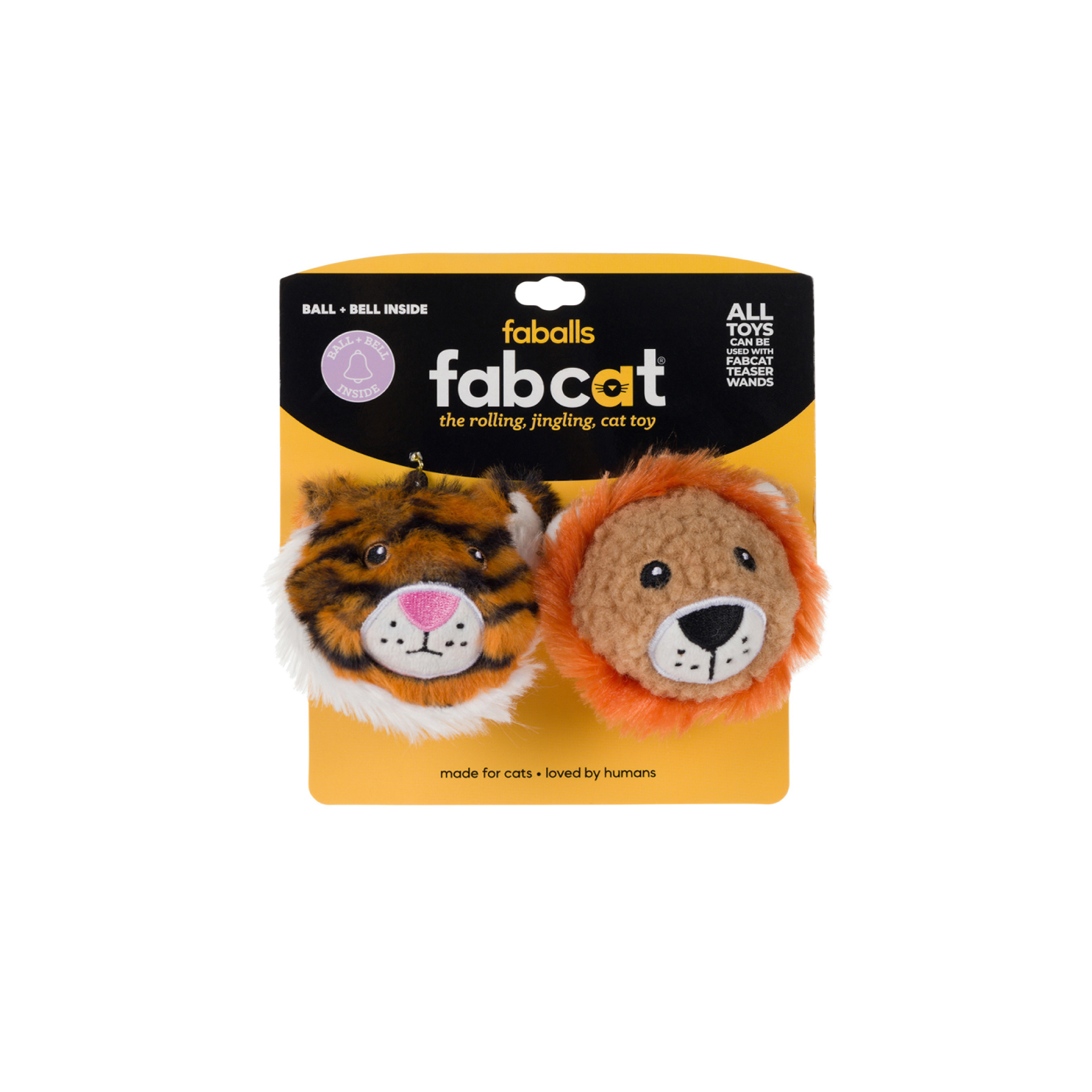 fabcat Faball Lion/Tiger 2-Pack Cat Toy