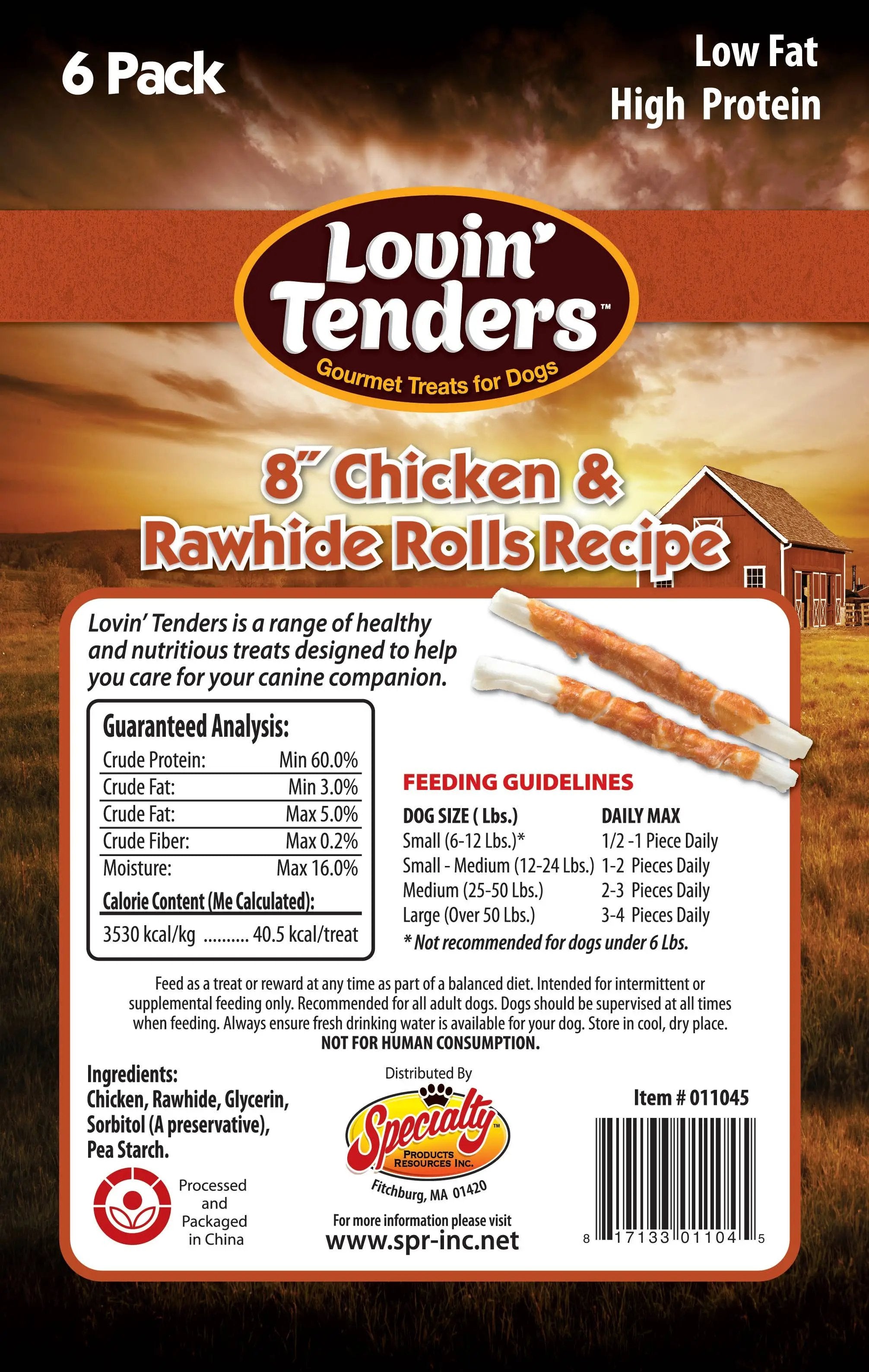 Lovin Tenders Lovin' Tenders 8" Chicken & Rawhide Rolls, 6-Pk