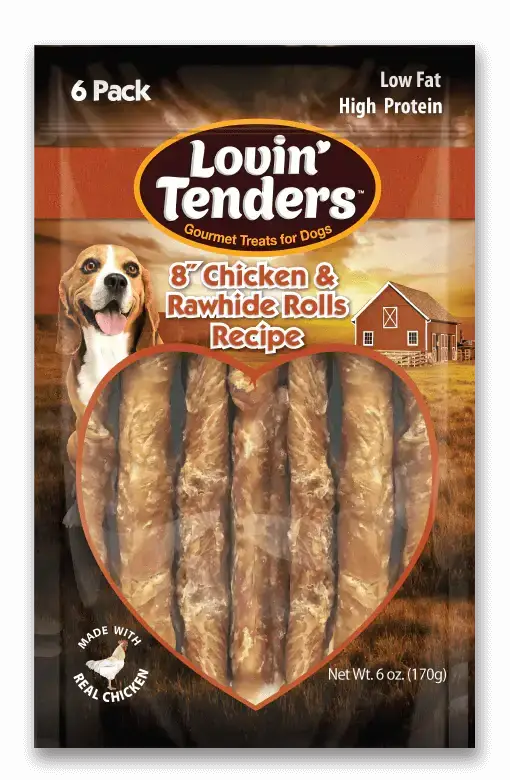 Lovin Tenders Lovin' Tenders 8" Chicken & Rawhide Rolls, 6-Pk