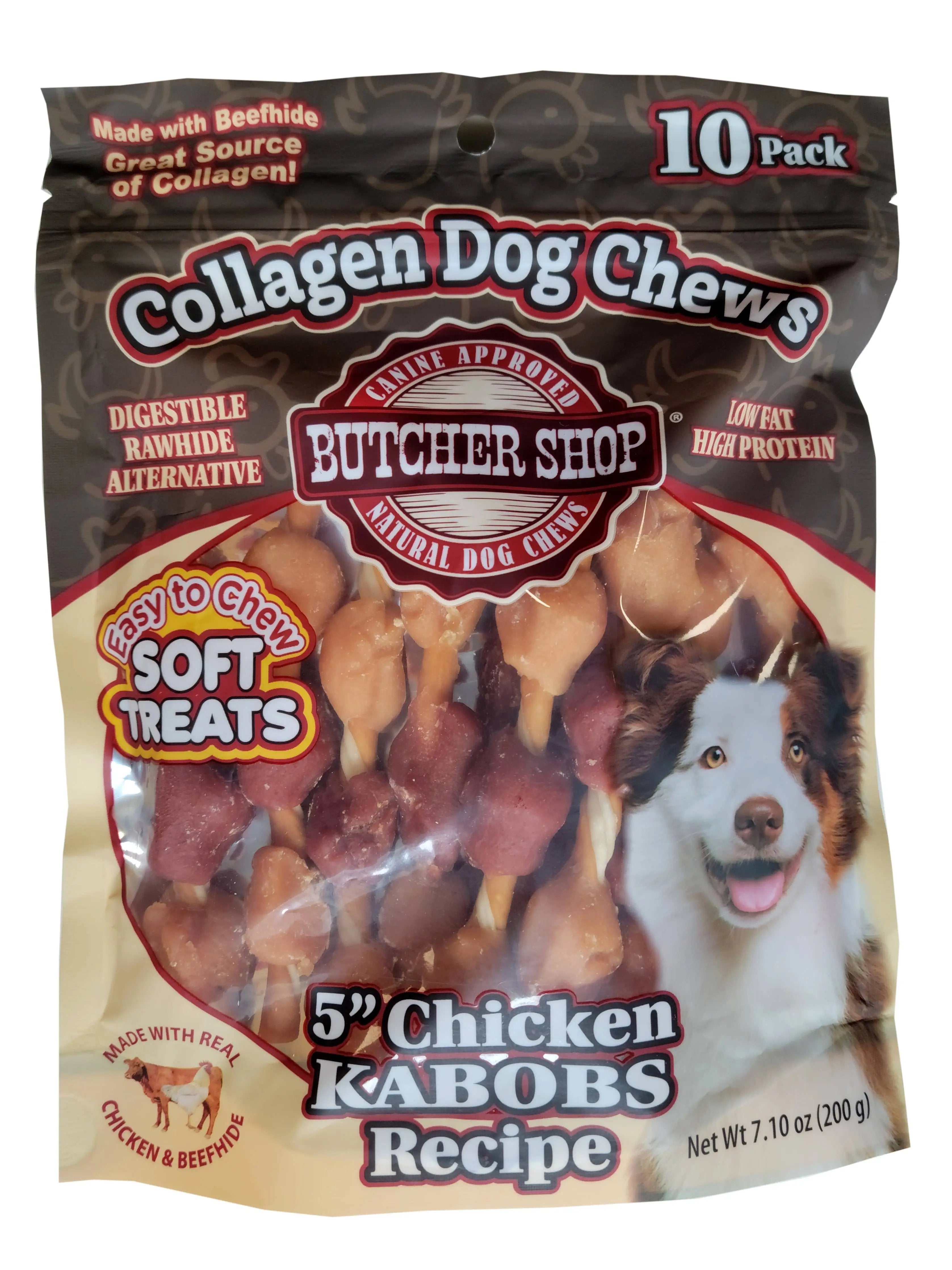 Lovin Tenders Butcher Shop Collagen Dog Chews 5" Chicken Kabobs 10-Pk